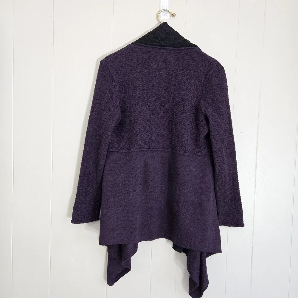 Simply Natural Fantasia Alpaca Blend Open Front Cardigan Shawl Collar Embroidery - Picture 5 of 12